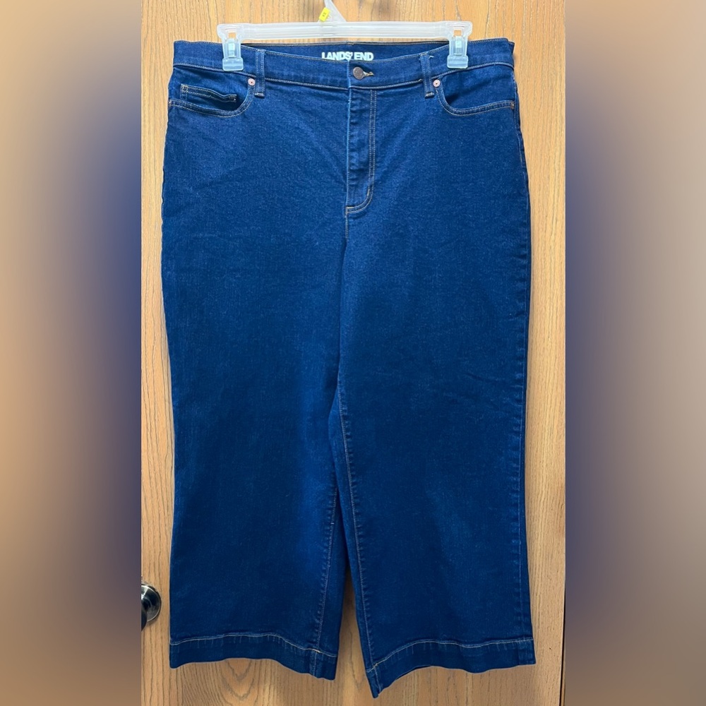 Lands' End Women’s Dark Blue Wide Leg Jeans